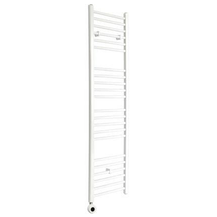 Milano x ECOSO Ive - Electric White Straight Heated Towel Rail - Choice of Size and Heating Element