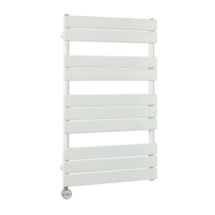 Milano x ECOSO Lustro Electric - Designer White Flat Panel Heated Towel Rail - 975mm x 600mm - with Thermostatic Wi-Fi Heating Element