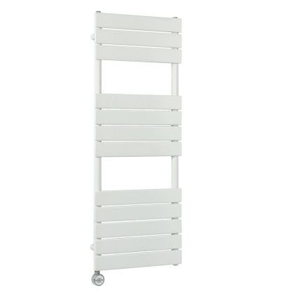 Milano x ECOSO Lustro Electric - Designer White Flat Panel Heated Towel Rail - 1200mm x 450mm - with Thermostatic Wi-Fi Heating Element