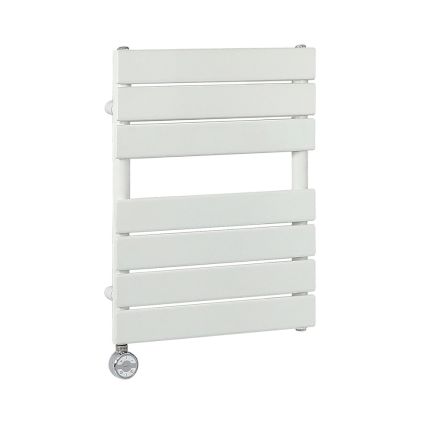 Milano x ECOSO Lustro Electric - Designer White Flat Panel Heated Towel Rail - 600mm x 400mm - with Thermostatic Wi-Fi Heating Element