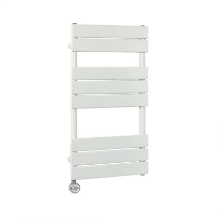 Milano x ECOSO Lustro Electric - Designer White Flat Panel Heated Towel Rail - 825mm x 450mm - with Thermostatic Wi-Fi Heating Element