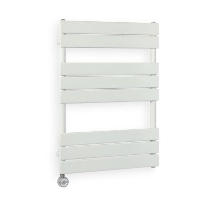 Milano x ECOSO Lustro Electric - Designer White Flat Panel Heated Towel Rail - 825mm x 600mm - with Thermostatic Wi-Fi Heating Element