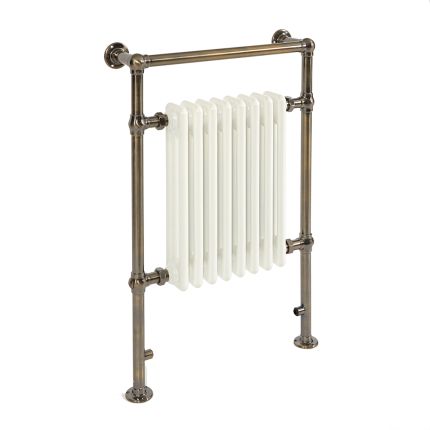 Milano Elizabeth - Dark Brushed Brass Traditional Electric Heated Towel Rail - 930mm x 620mm