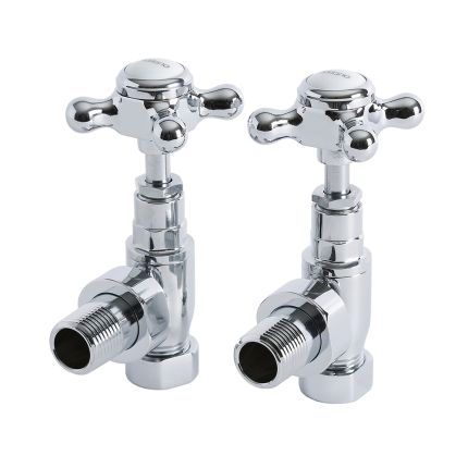 Traditional Chrome Angled Radiator Valves Pair 15mm