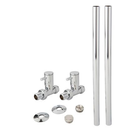 Milano - Minimalist Straight Radiator Valve and Pipe Set - Chrome