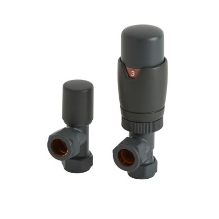 Milano - Thermostatic Angled Radiator Valve and Lockshield - Choice of Finish
