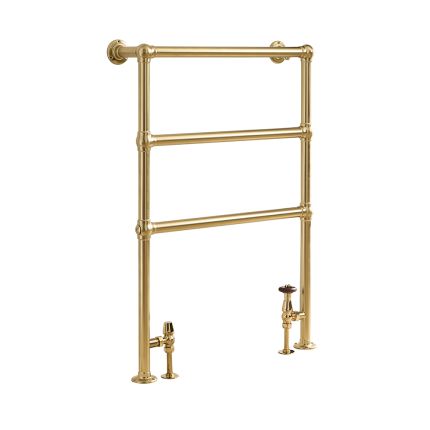 Milano Derwent - Traditional Minimalist Brushed Brass Heated Towel Rail - 966mm x 673mm