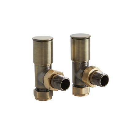 Milano - Modern Brushed Gold Angled Radiator Valves (Pair)
