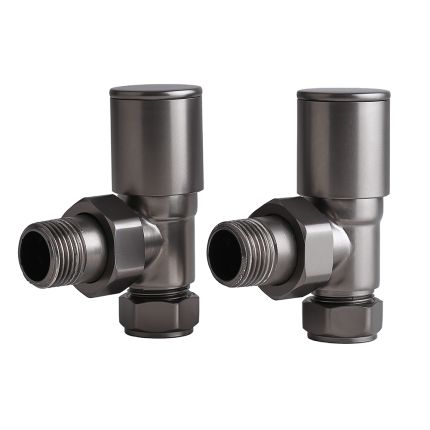 Milano - Modern Gun Metal Grey Angled Radiator Valves - Pair