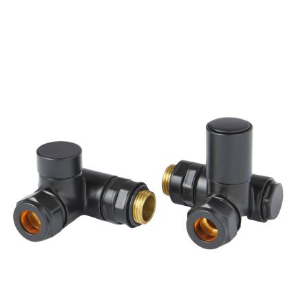 Milano - Black Manual Dual Fuel Corner Radiator Valves