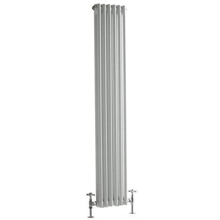 Milano Windsor - Vertical Double Column White Traditional Cast Iron Style Radiator - 1500mm x 290mm
