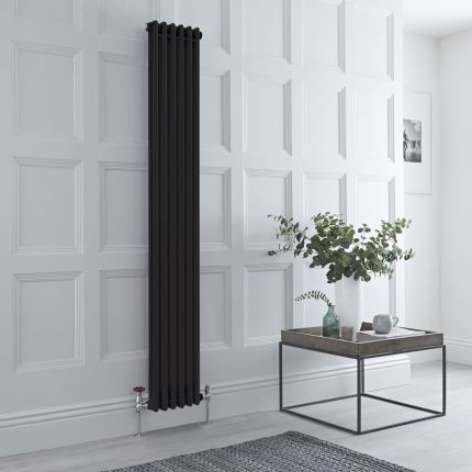 Milano Windsor - Vertical Traditional Column Radiator - 2 Column - Black