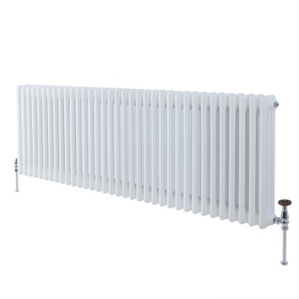 Milano Windsor - Horizontal Triple Column White Traditional Radiator - 600mm x 1595mm