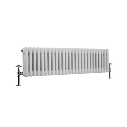Milano Windsor - Horizontal Triple Column White Traditional Cast Iron Style Radiator - 300mm x 1190mm