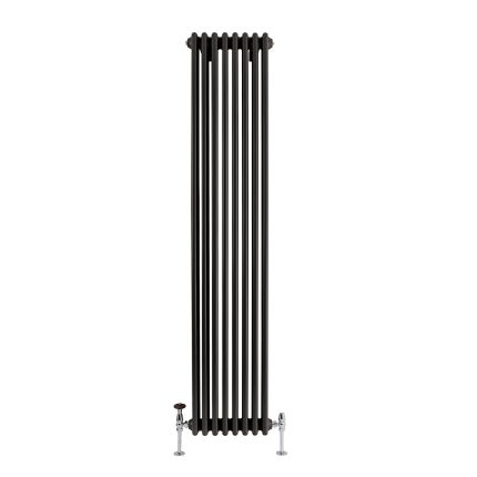 Milano Windsor - Midnight Black Traditional Vertical Double Column Radiator - Choice of Size