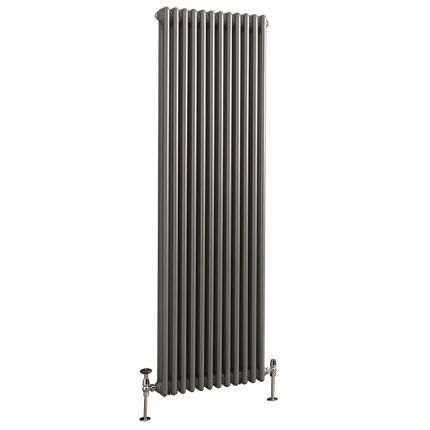 Milano Windsor - Metallic Silver Traditional Vertical Double Column Radiator - Choice of Size