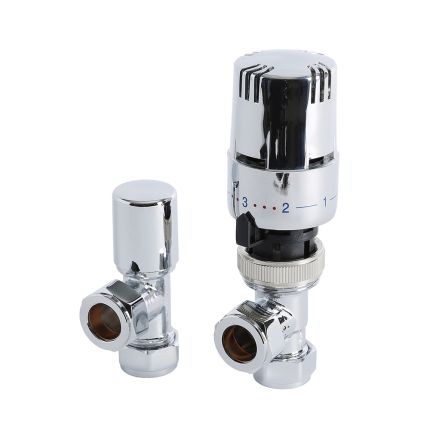 Milano - Chrome Thermostatic Angled Radiator Valves (Pair)