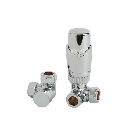Milano - Chrome Corner Thermostatic Radiator Valve and Lockshield