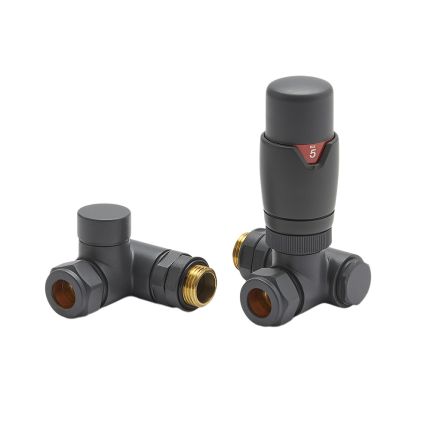 Milano - Anthracite Thermostatic Dual Fuel Corner Radiator Valves