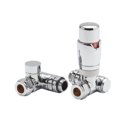 Milano - Chrome Thermostatic Dual Fuel Corner Radiator Valves