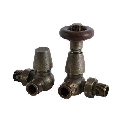 Milano Windsor - Traditional Thermostatic Corner Radiator Valves Brass (Pair)