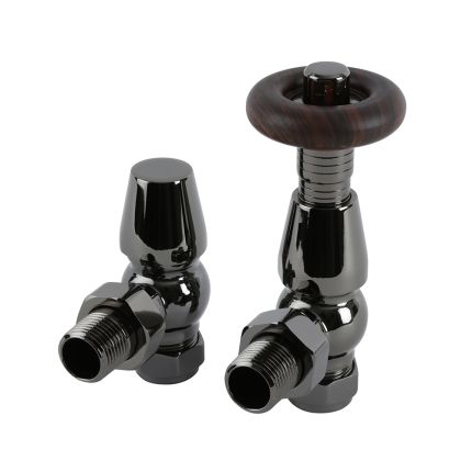 Milano Windsor - Black Nickel Traditional Thermostatic Angled Radiator Valves (Pair)