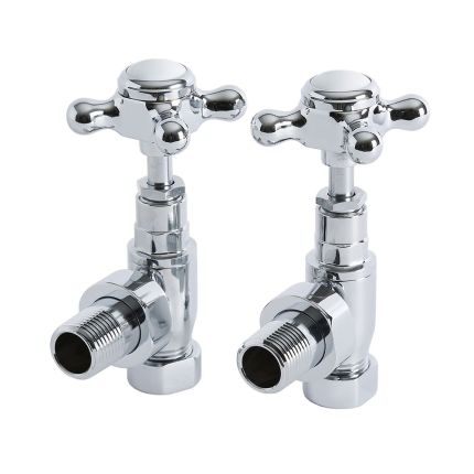 Milano Select - Chrome Traditional Angled Radiator Valves - (Pair)