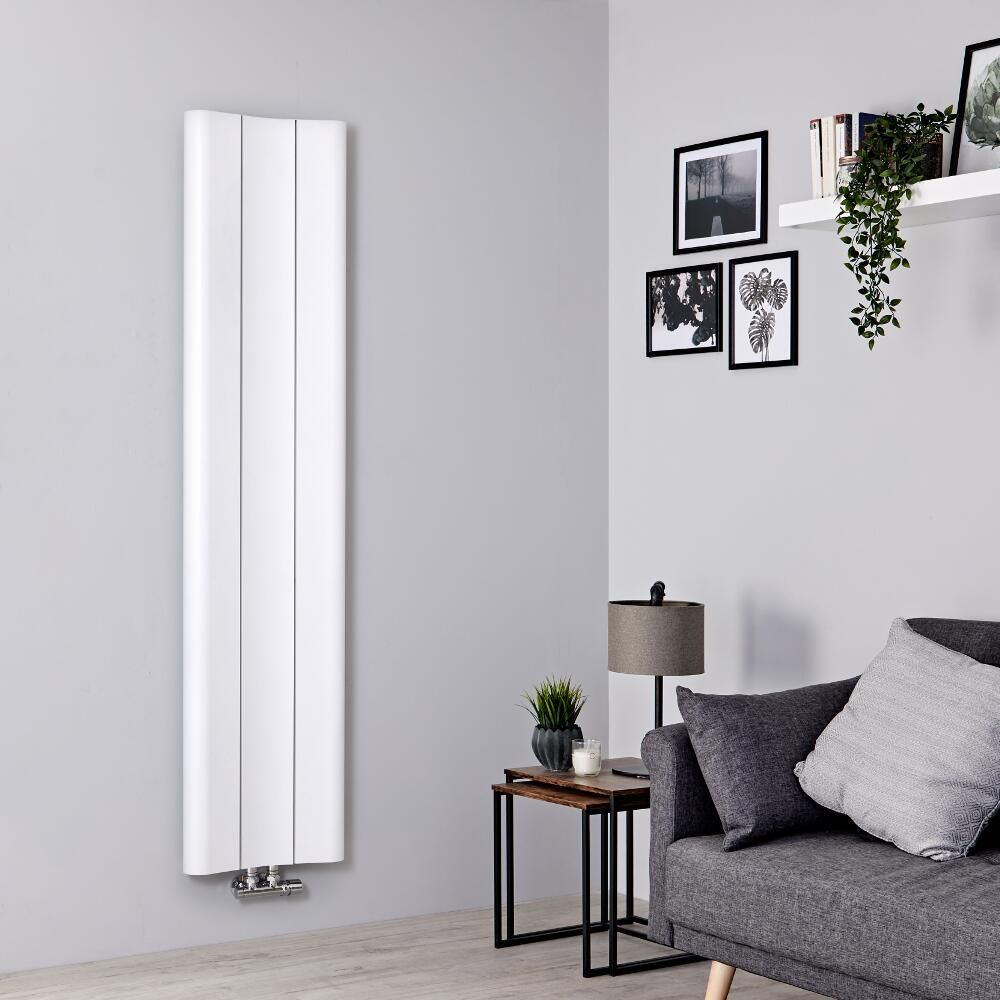 Milano Solis - Aluminium White Vertical Designer Radiator (Single Panel) - 1600mm x 370mm