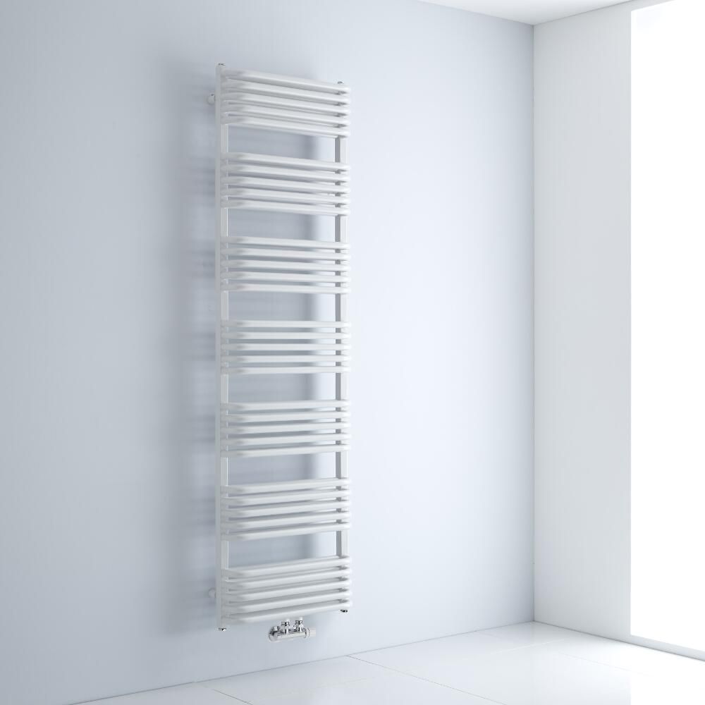 Milano Bow - White D Bar Central Connection Heated Towel Rail 1800mm x 500mm