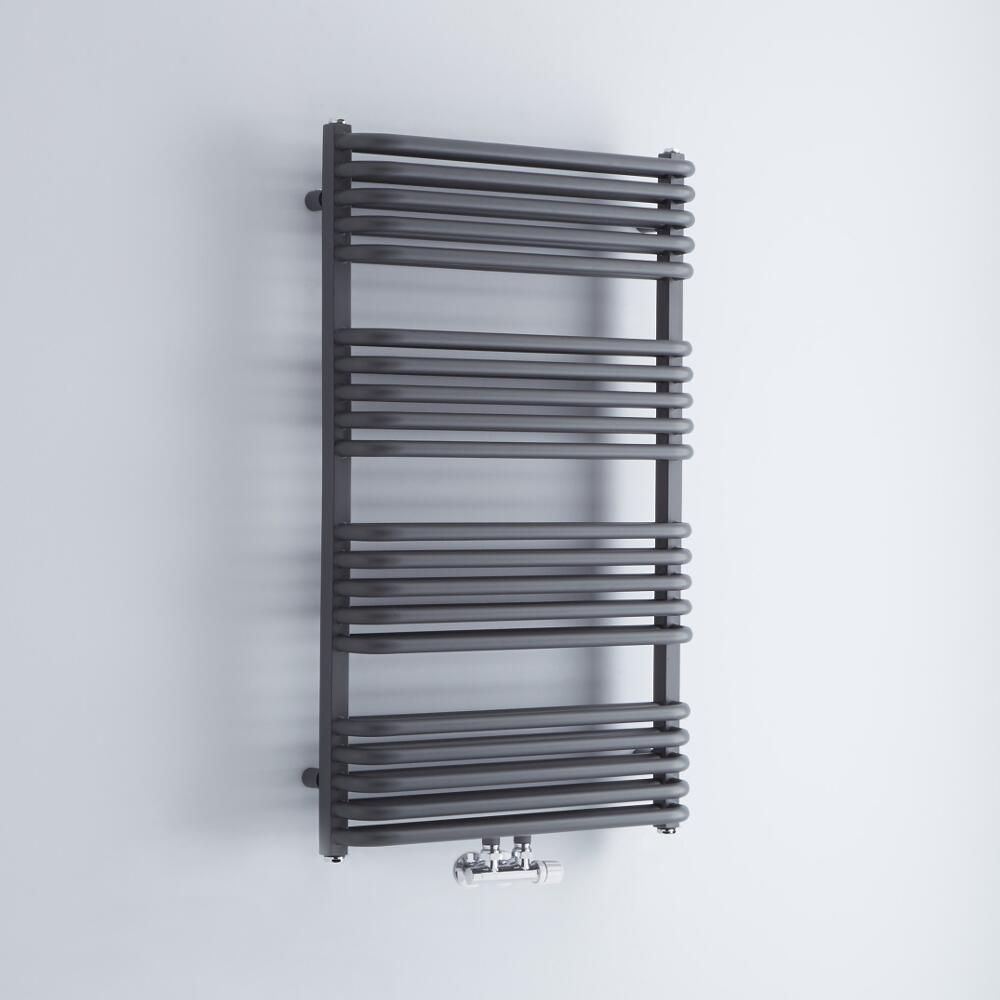 Milano Bow - Anthracite D Bar Heated Towel Rail 1000mm x 600mm