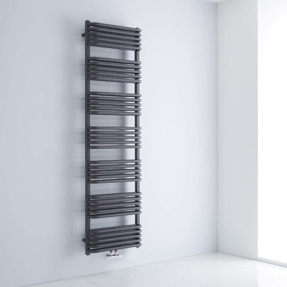 Milano Bow - Anthracite D Bar Central Connection Heated Towel Rail 1800mm x 500mm