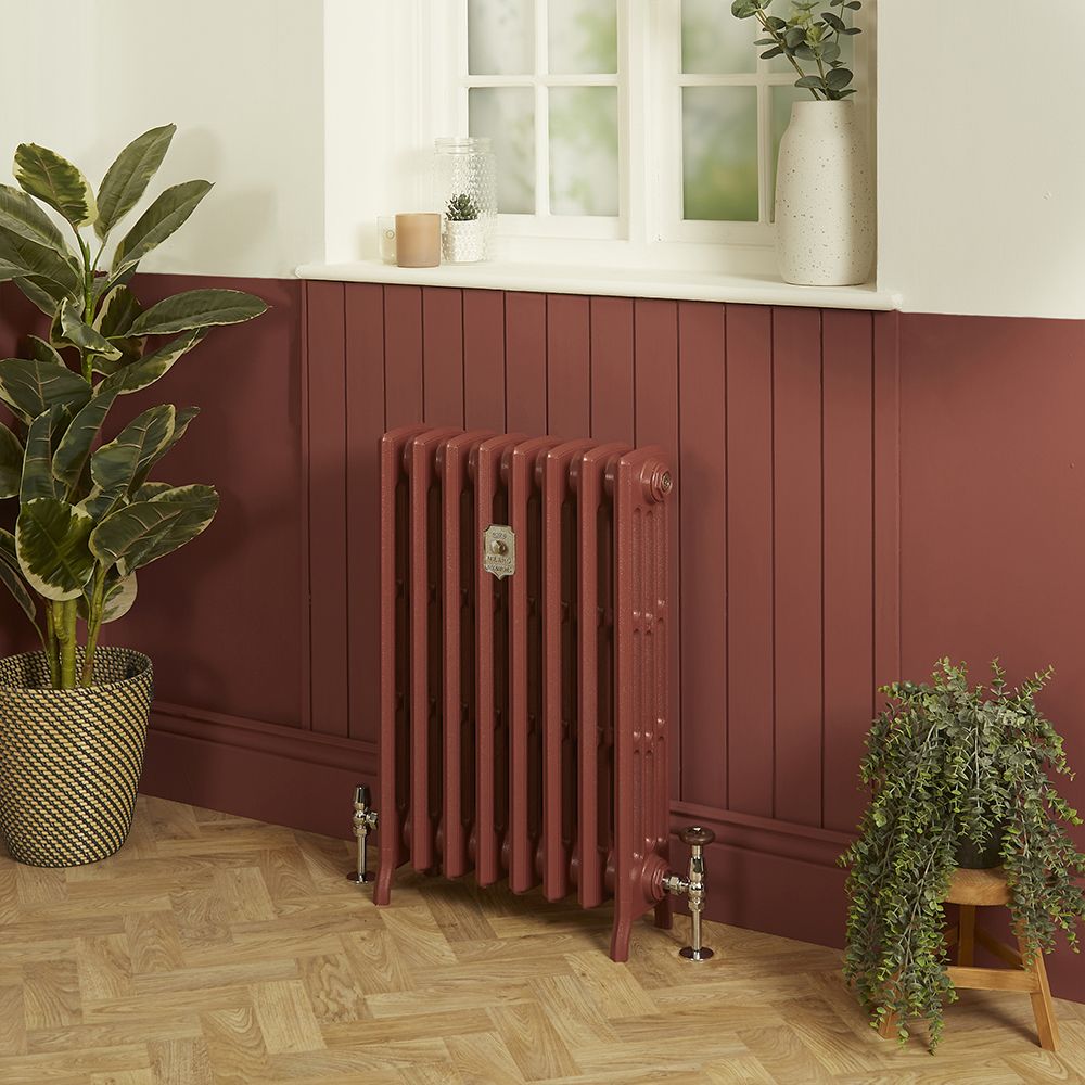 Milano Isabel - 4 Column Cast Iron Radiator - 660mm Tall - Farrow & Ball Eating Room Red - Multiple Sizes Available