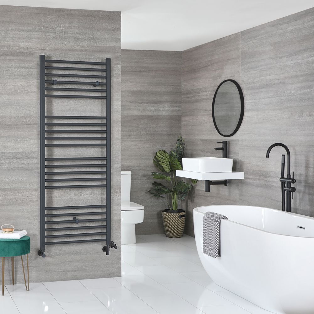 Milano Artle - Anthracite Dual Fuel Straight Heated Towel Rail 1800mm x 600mm