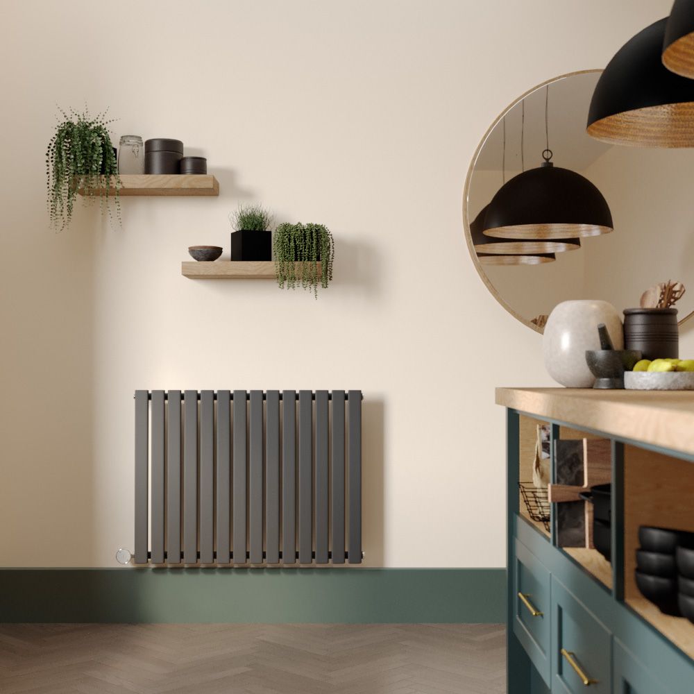 Milano Capri Electric - Anthracite Horizontal Designer Radiator - 635mm Tall (Single Panel) - Choice of Size and Heating Element - Plug-In and Hardwired Options