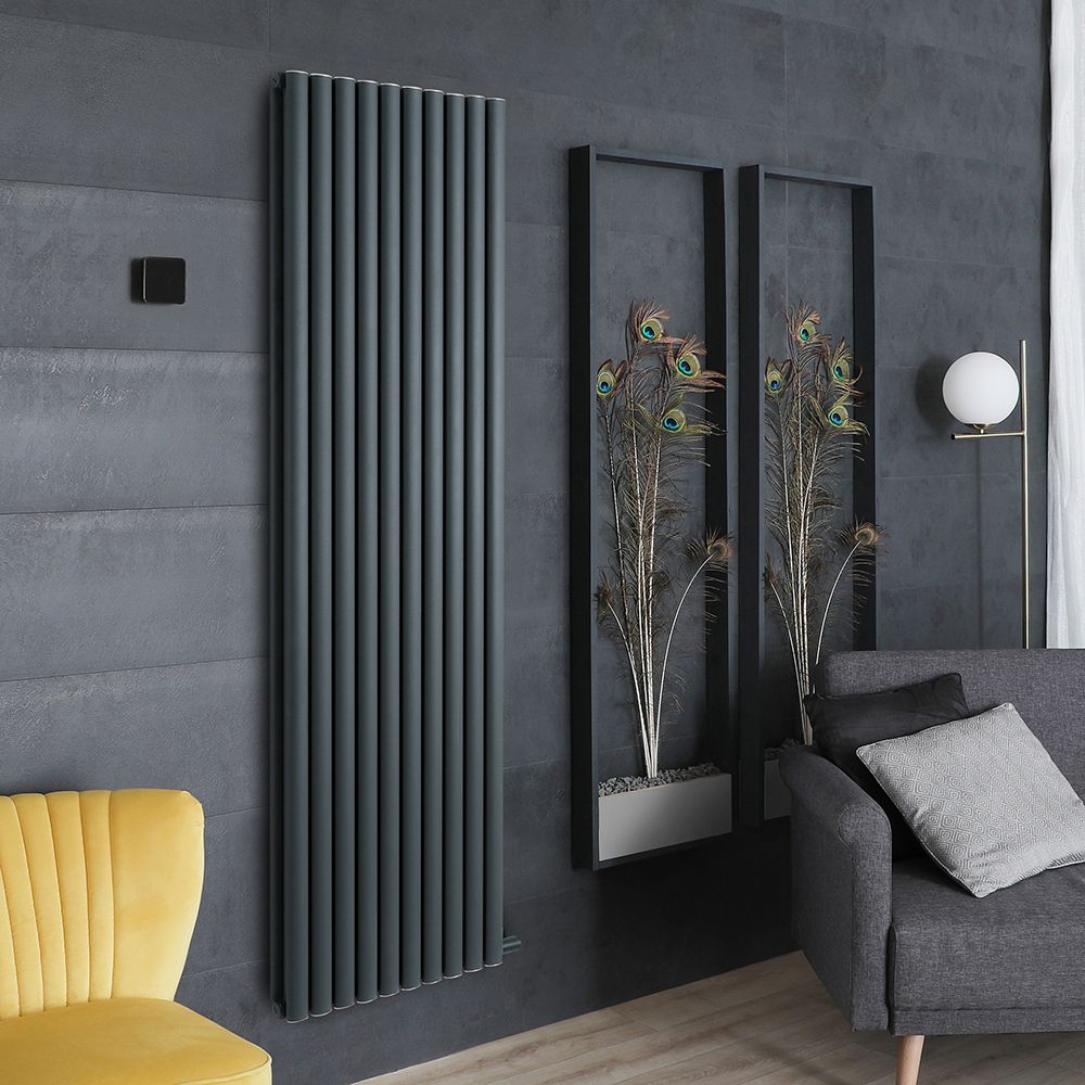 Milano Aruba Ardus - Anthracite Dry Heat Vertical Electric Designer Radiator - 1784mm x 590mm (Double Panel) - Choice of Wi-Fi Thermostat