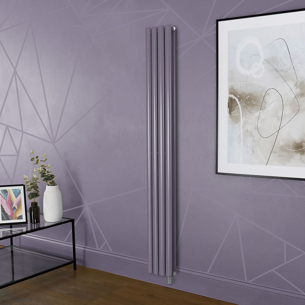 Milano Aruba Electric - Dahlia Purple Vertical Designer Radiator - Choice of Size, Thermostat and Cable Cover