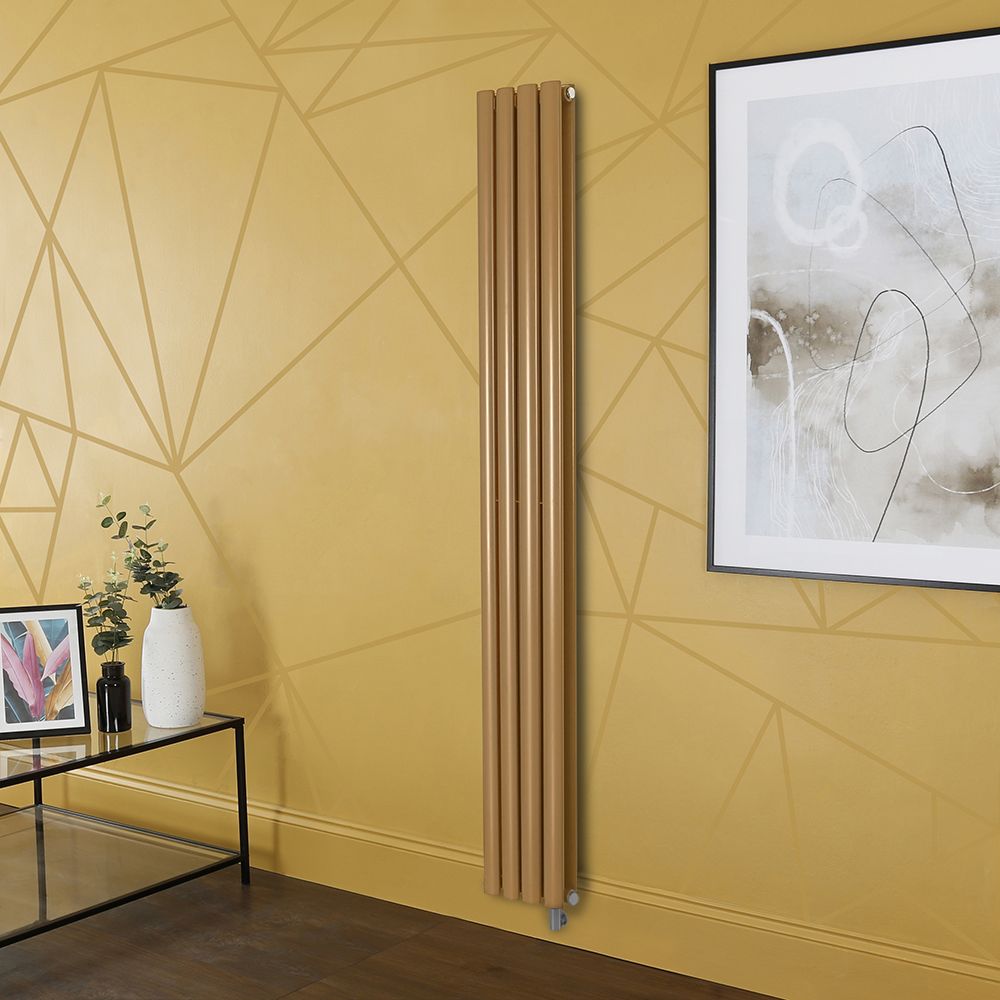 Milano Aruba Electric - Autumn Yellow Vertical Designer Radiator - Choice of Size, Thermostat and Cable Cover