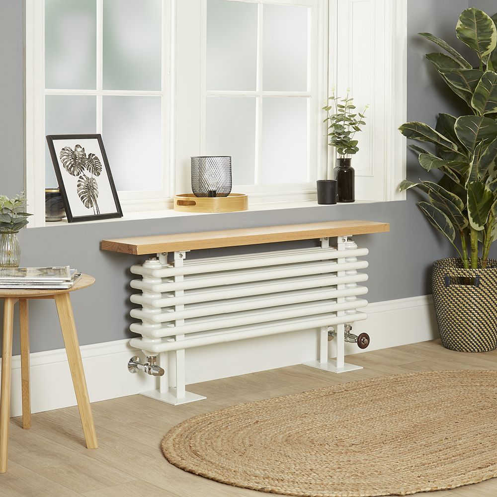 Milano Windsor Bench - Horizontal White Traditional Cast Iron Style Column Radiator with Seat - 480mm x 1000mm