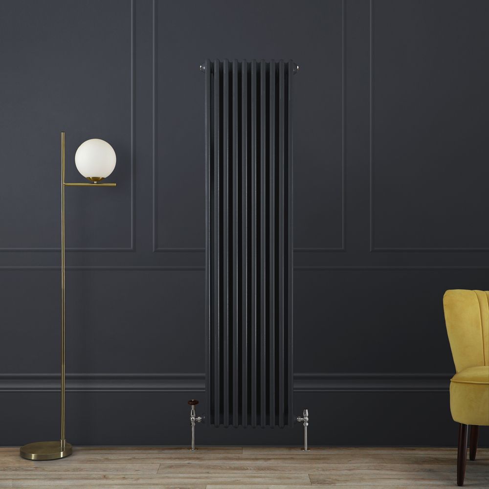 Milano Windsor - Dark Charcoal 1800mm Vertical Traditional Column Radiator - Triple Column - Choice Of Width