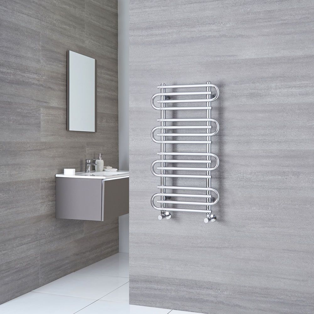 Milano Select - Chrome Designer Heated Towel Rail 900mm x 510mm