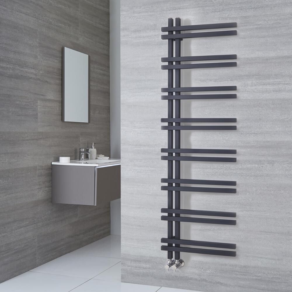 Milano Pars - Anthracite Aluminium Designer Heated Towel Rail 1600mm x 500mm