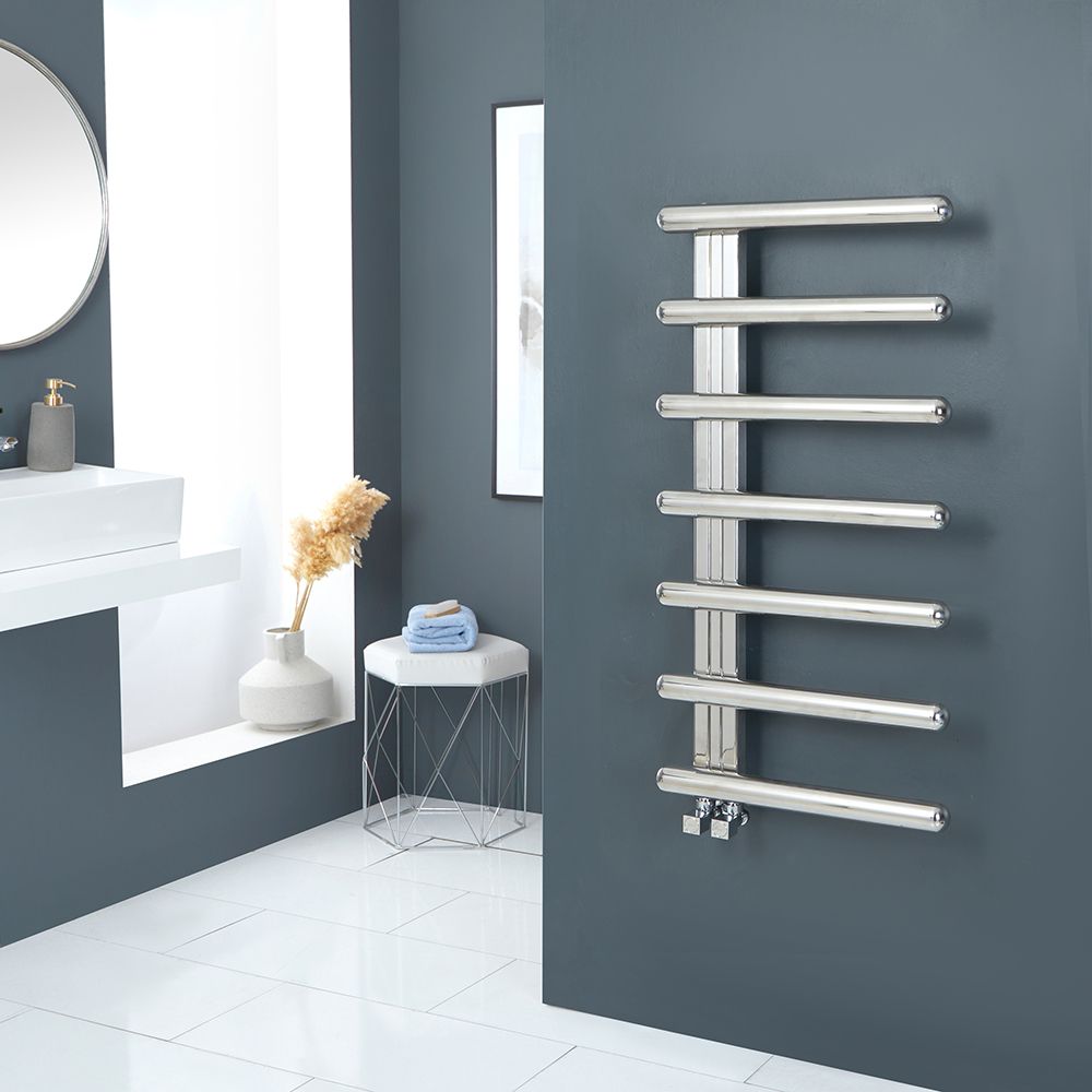 Milano Ivor - Designer Mirror Polished Heated Towel Rail - 1000mm x 500mm