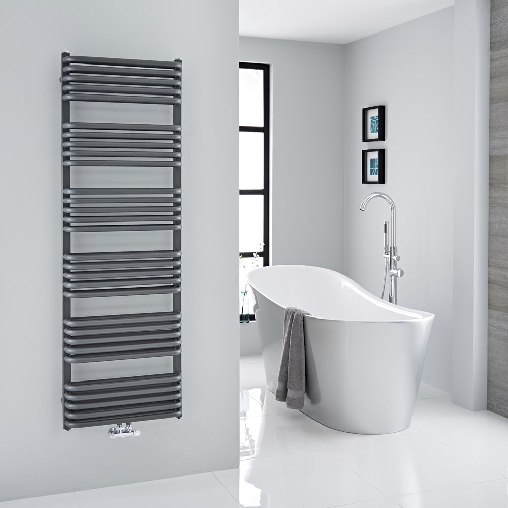 Milano Bow - Anthracite D Bar Heated Towel Rail - Various Sizes