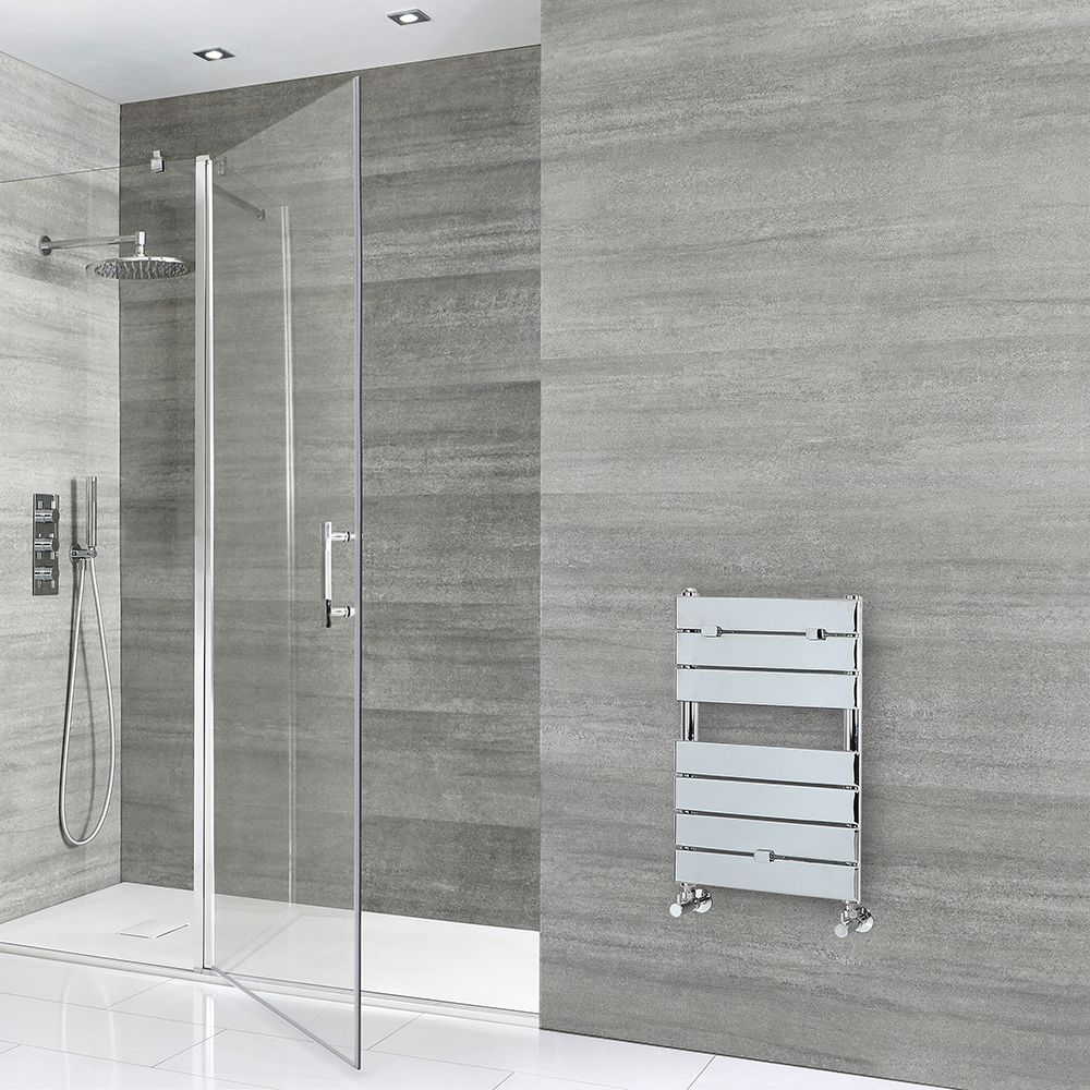 Milano Lustro - Designer Chrome Flat Panel Heated Towel Rail - 620mm x 450mm