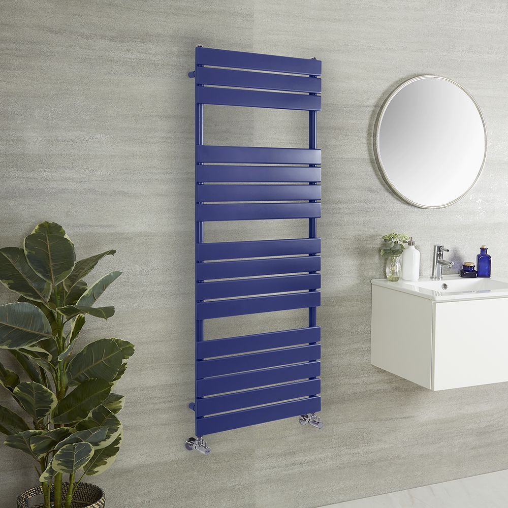 Milano Lustro - Designer Deep Sea Blue Flat Panel Heated Towel Rail - Choice of Size