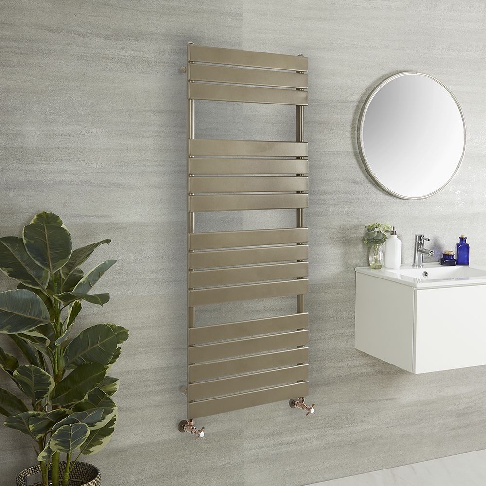 Milano Lustro - Designer Metallic Bronze Flat Panel Heated Towel Rail - Choice of Size