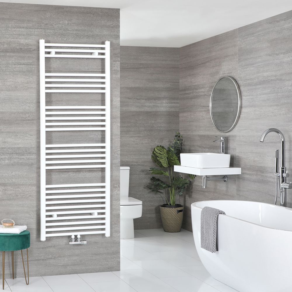 Milano Neva - White Central Connection Heated Towel Rail - Choice of Size