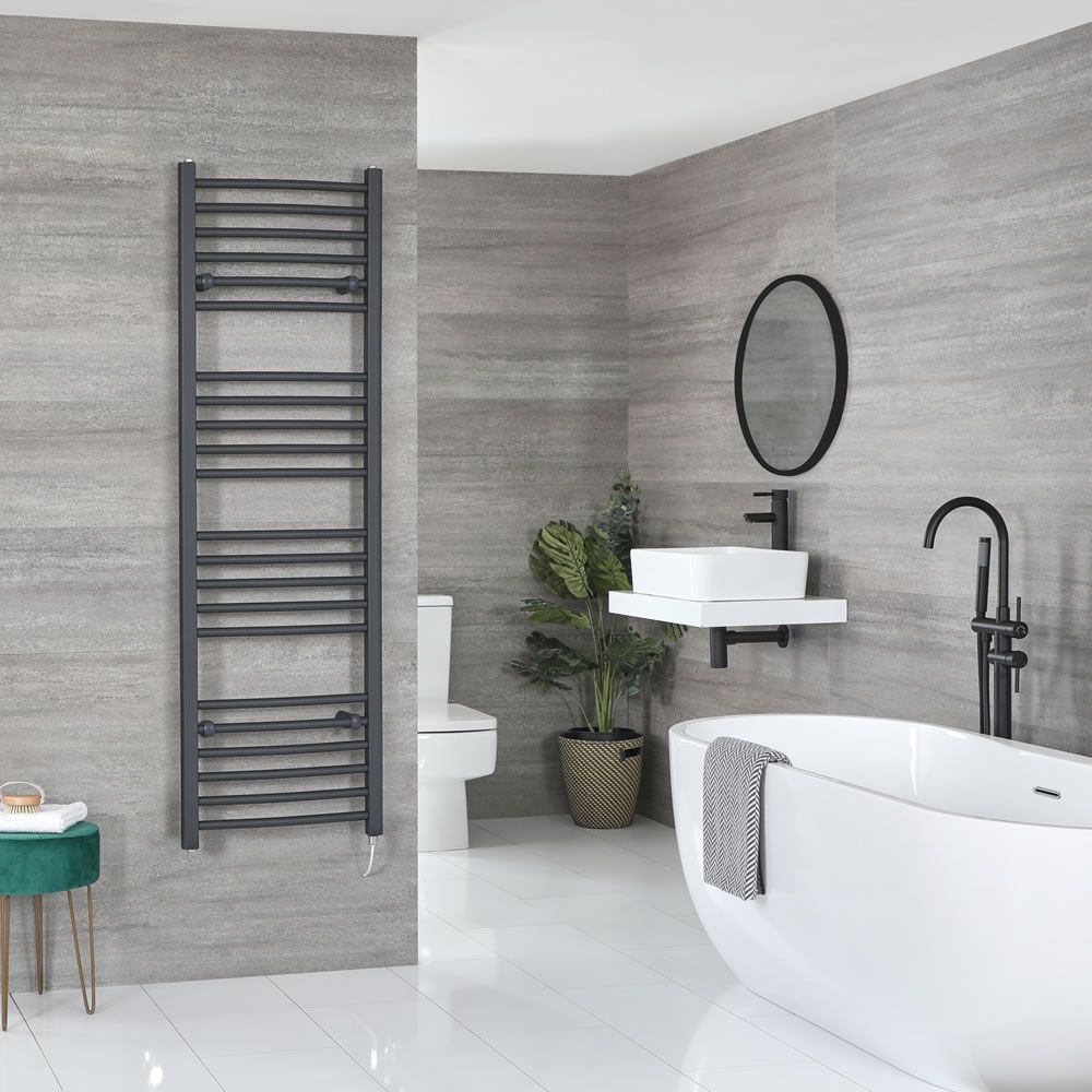 Milano Artle Electric - Curved Anthracite Heated Towel Rail 1600mm x 500mm