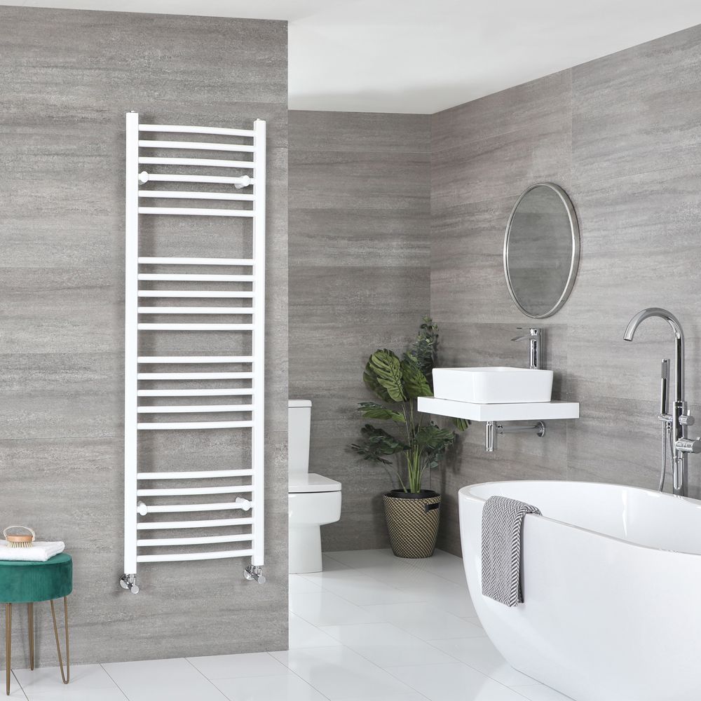 Milano Ive - Curved White Heated Towel Rail - Choice of Size
