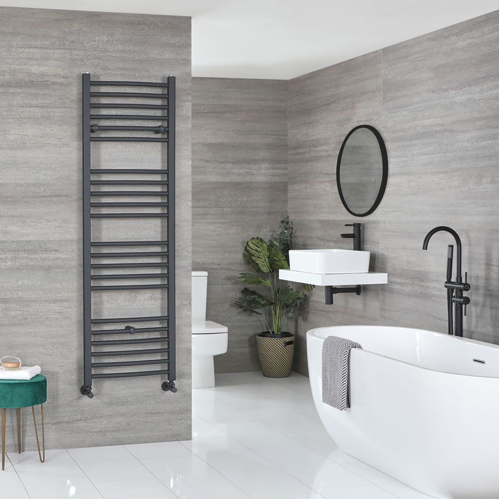Milano Artle - Straight Anthracite Heated Towel Rail 1600mm x 500mm